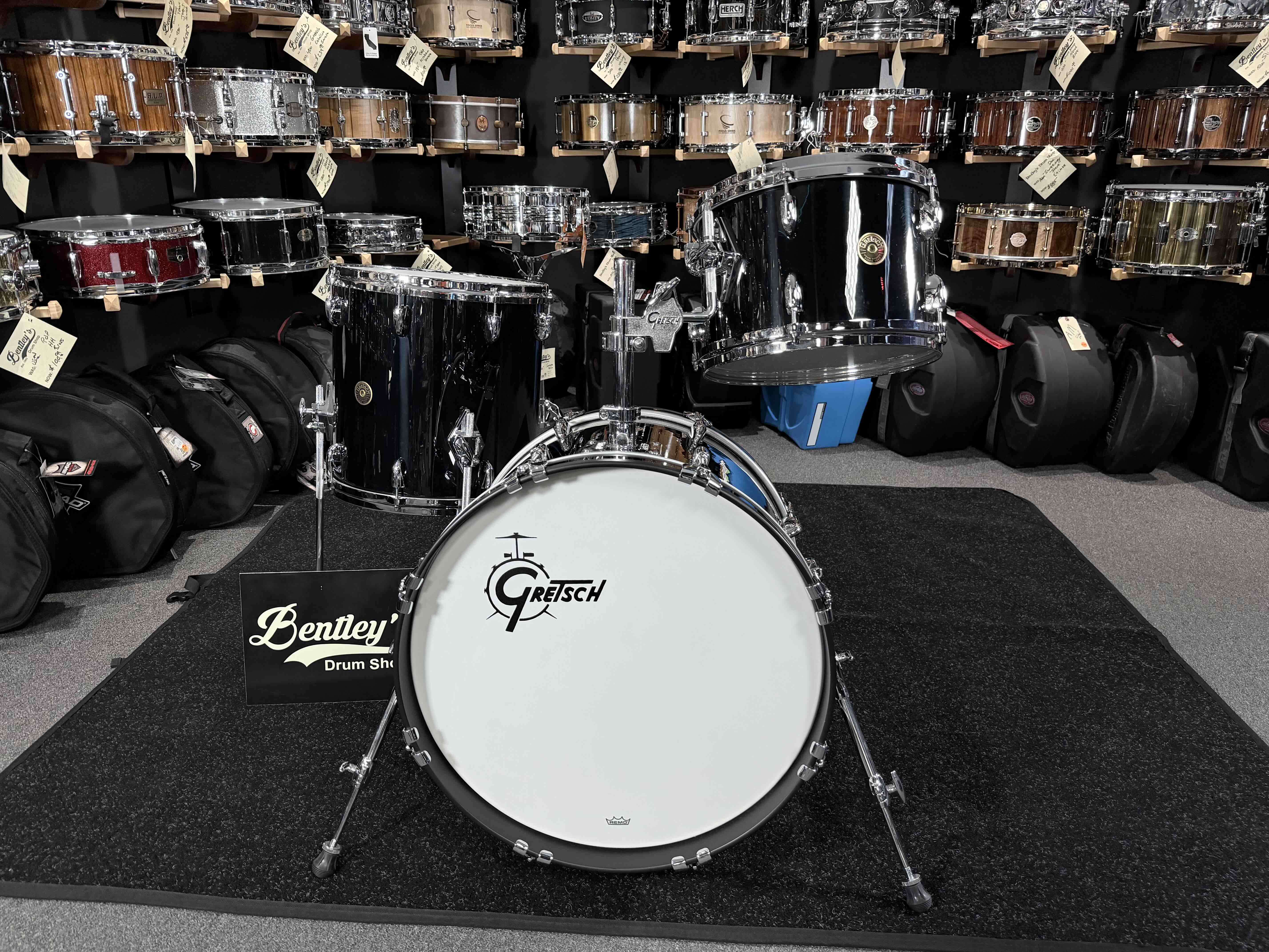 Gretsch USA Custom 3-Piece 12/14/20 Drum Kit Set in Solid Black Nitron